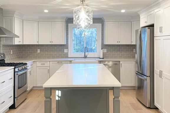 Kitchen with Gray Subway Tile